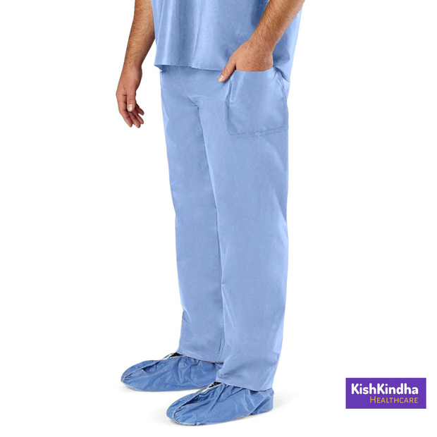 Disposable Scrubs -Top & Pant Bottoms (BLUE | 2XL Unisex | Case of 40 Scrubs)