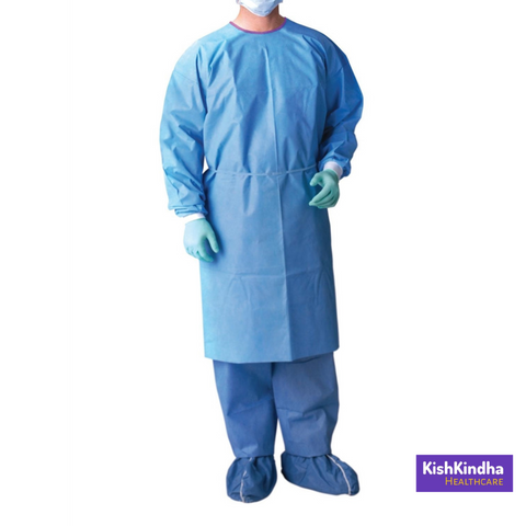 Disposable Isolation Gown AAMI Level 3 (SPP + PE)- (BLUE | 2XL Unisex | Case of 90 Gowns)